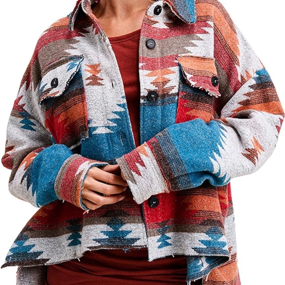 aztec women cardigan button front jacket jacket oversized - Picture 5 of 8